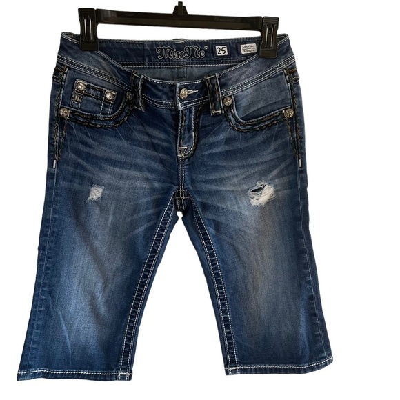 Miss me denim Bermuda shorts size 25 flap pocket GUC - Picture 1 of 13